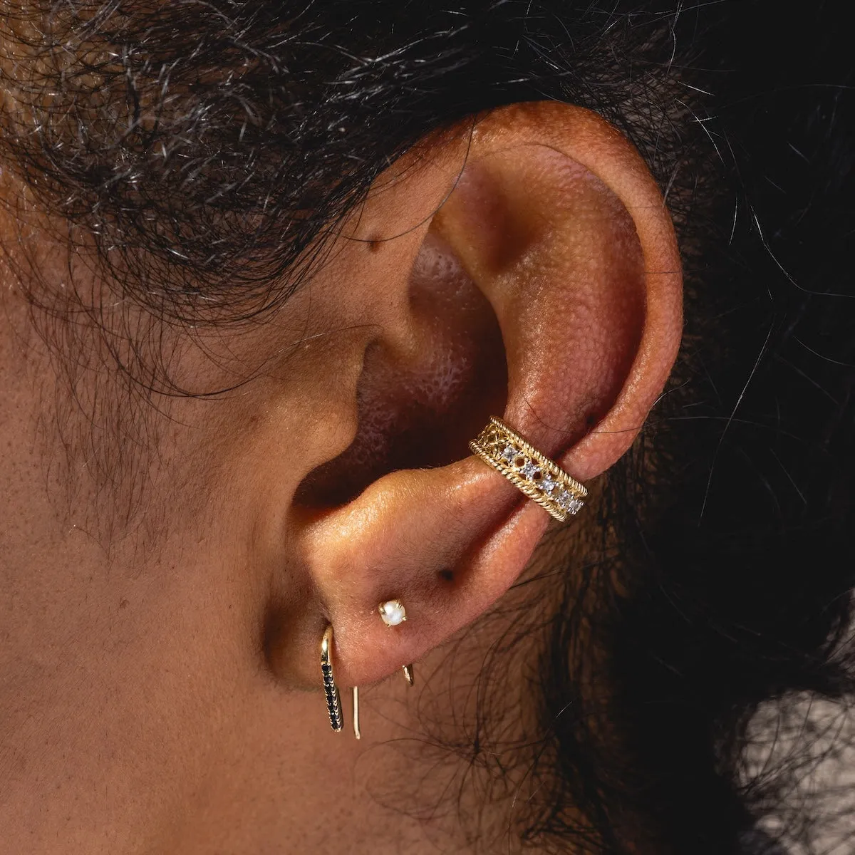 Solid Gold Ornate Ear Cuff