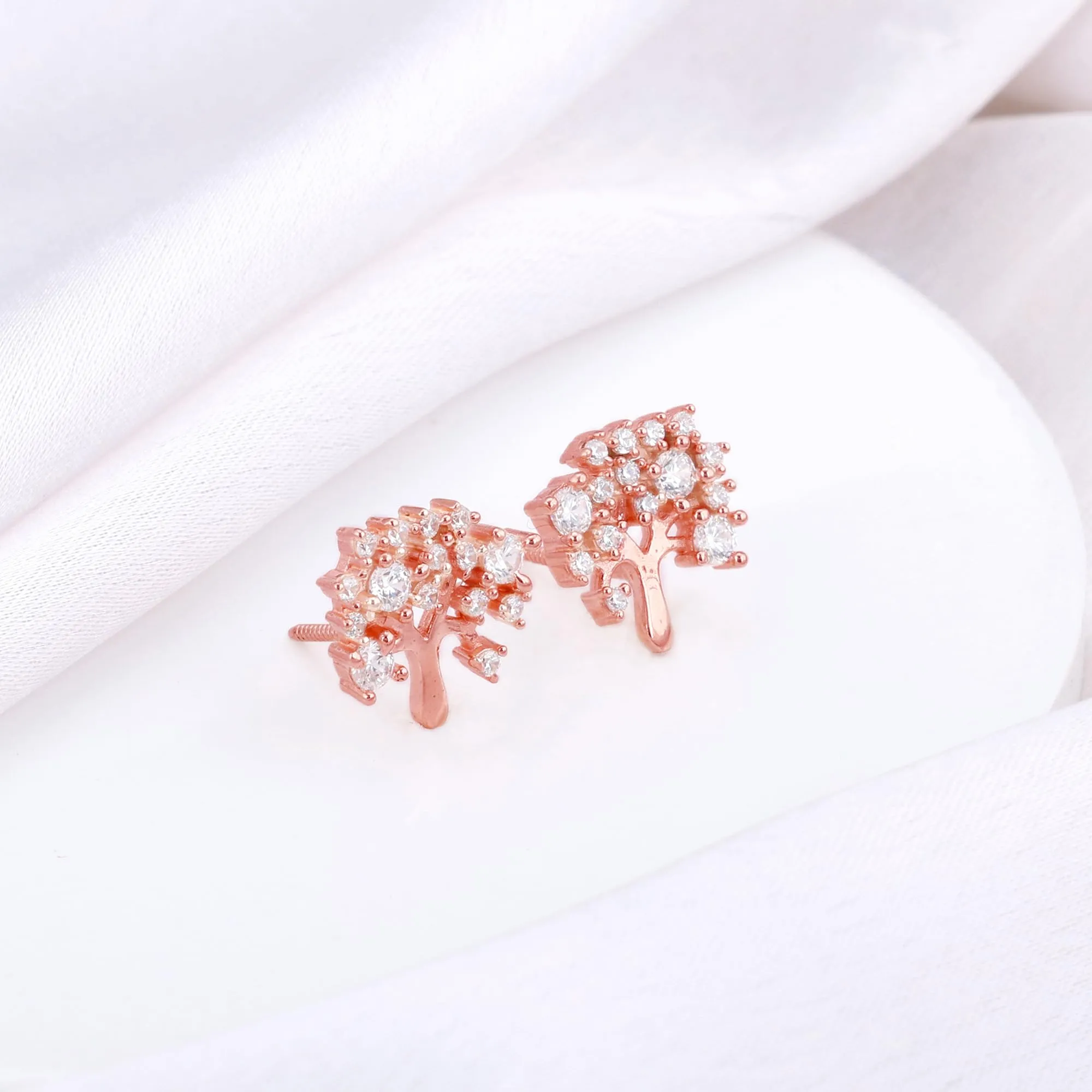 Sterling Silver Hypoallergenic Rose Gold Tree of Life Earrings