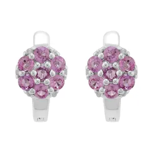 Sterlingsilber 1.50ct Natürlich Rosa Saphir & 6pt Diamant Klaster Creolen
