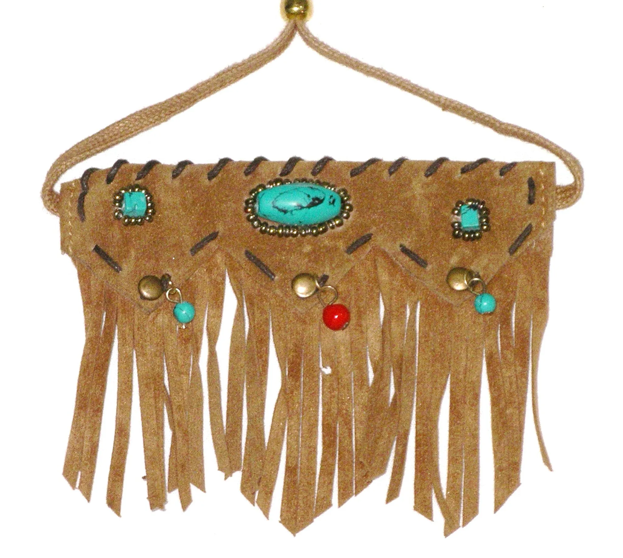 Tan Suede Upper Arm Bracelet Vegan Leather Fringe Turquoise And Coral Indian Beads Adjustable Boho Cuff Tribal Southwestern