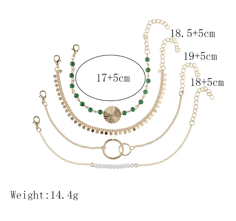 Tassel water wave texture Bracelet White Green Beads