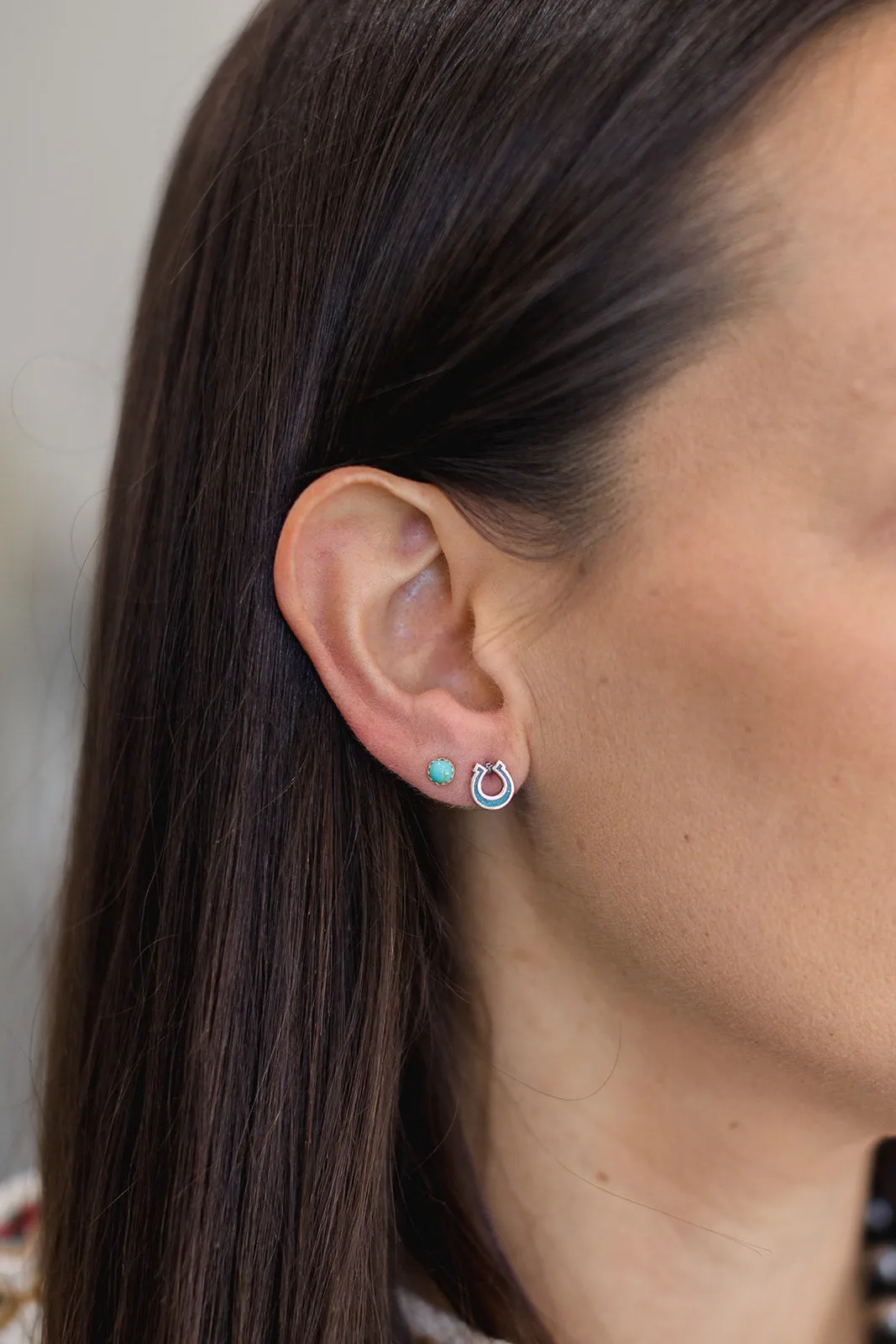 The Turquoise Horseshoe Studs