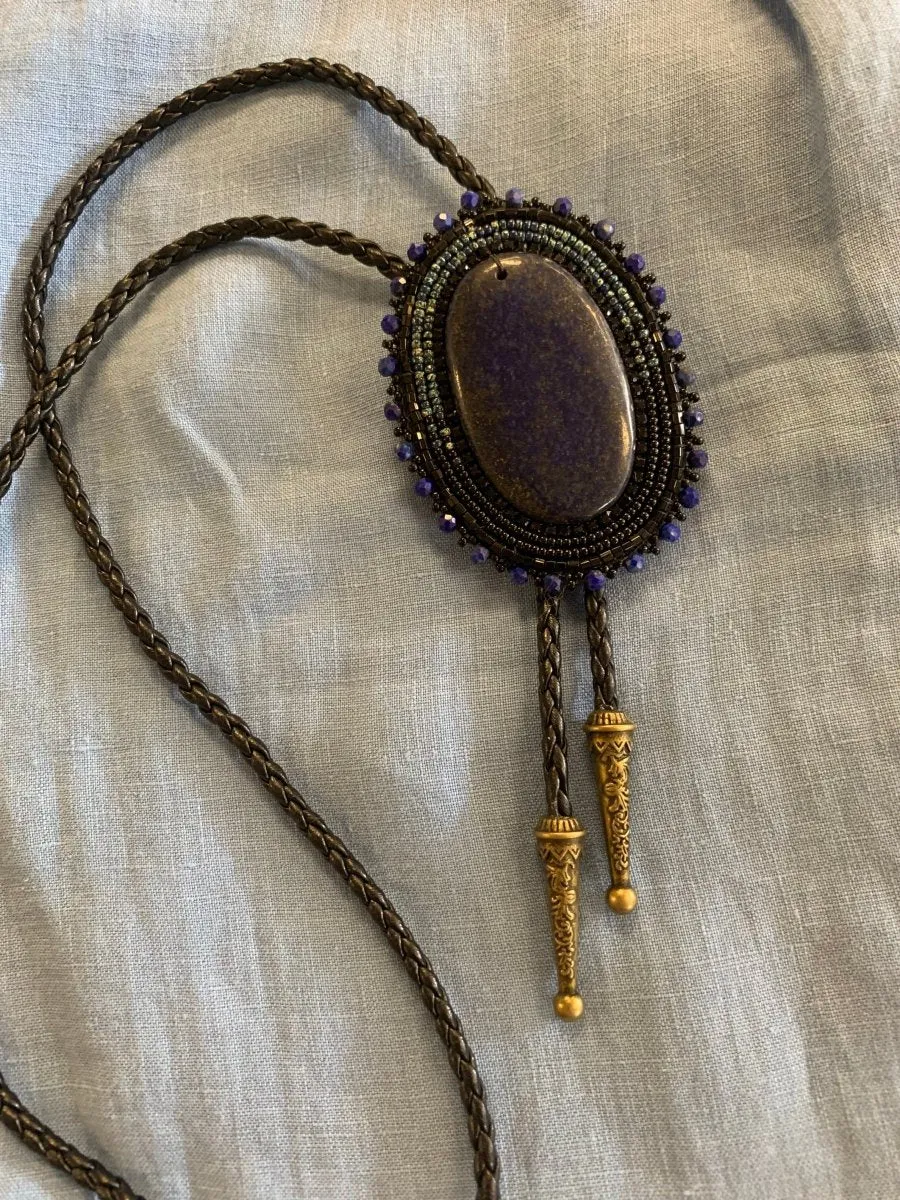 Tiana Beads Beaded Lapis Lazuli Bolo Tie
