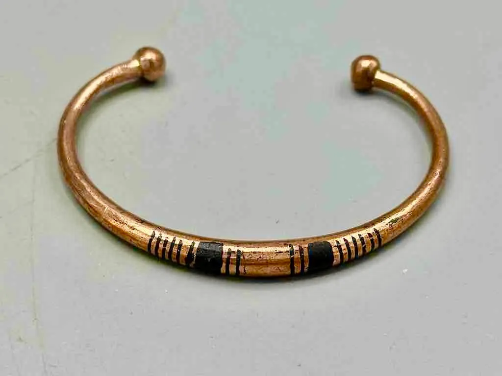 Tuareg Double Bar Multiple Stripe Inlay Copper Bracelet