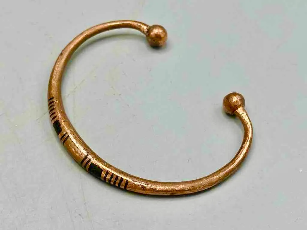 Tuareg Double Bar Multiple Stripe Inlay Copper Bracelet
