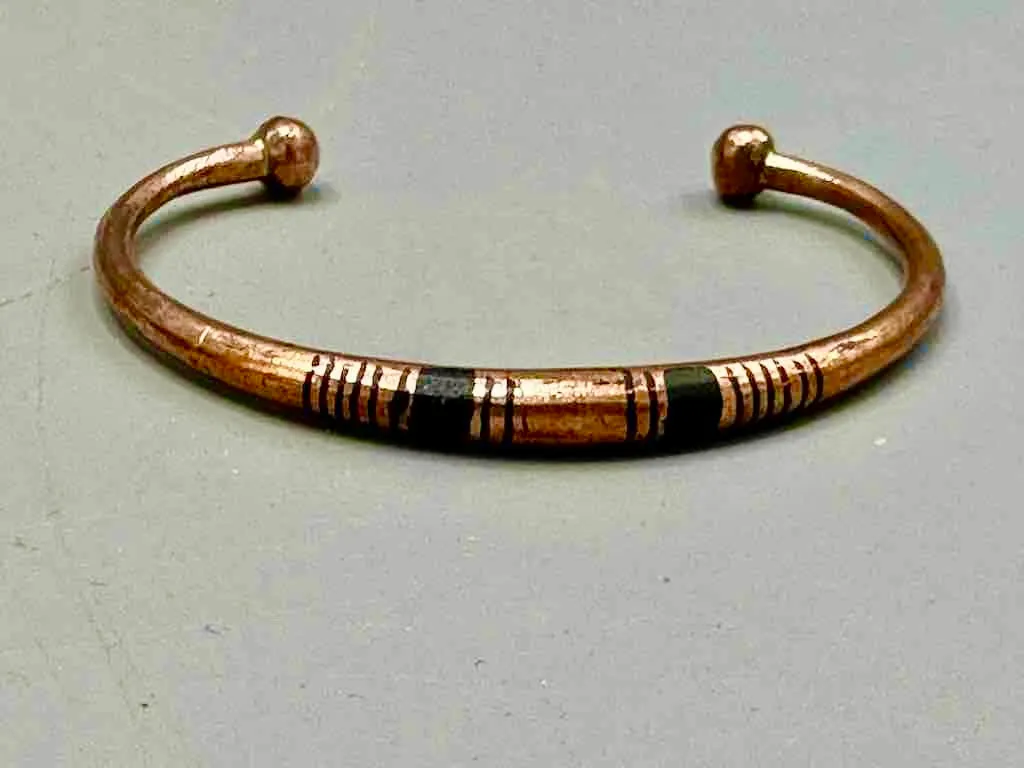Tuareg Double Bar Multiple Stripe Inlay Copper Bracelet