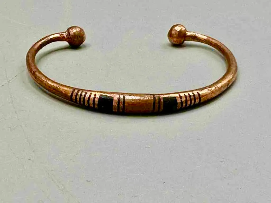 Tuareg Double Bar Multiple Stripe Inlay Copper Bracelet