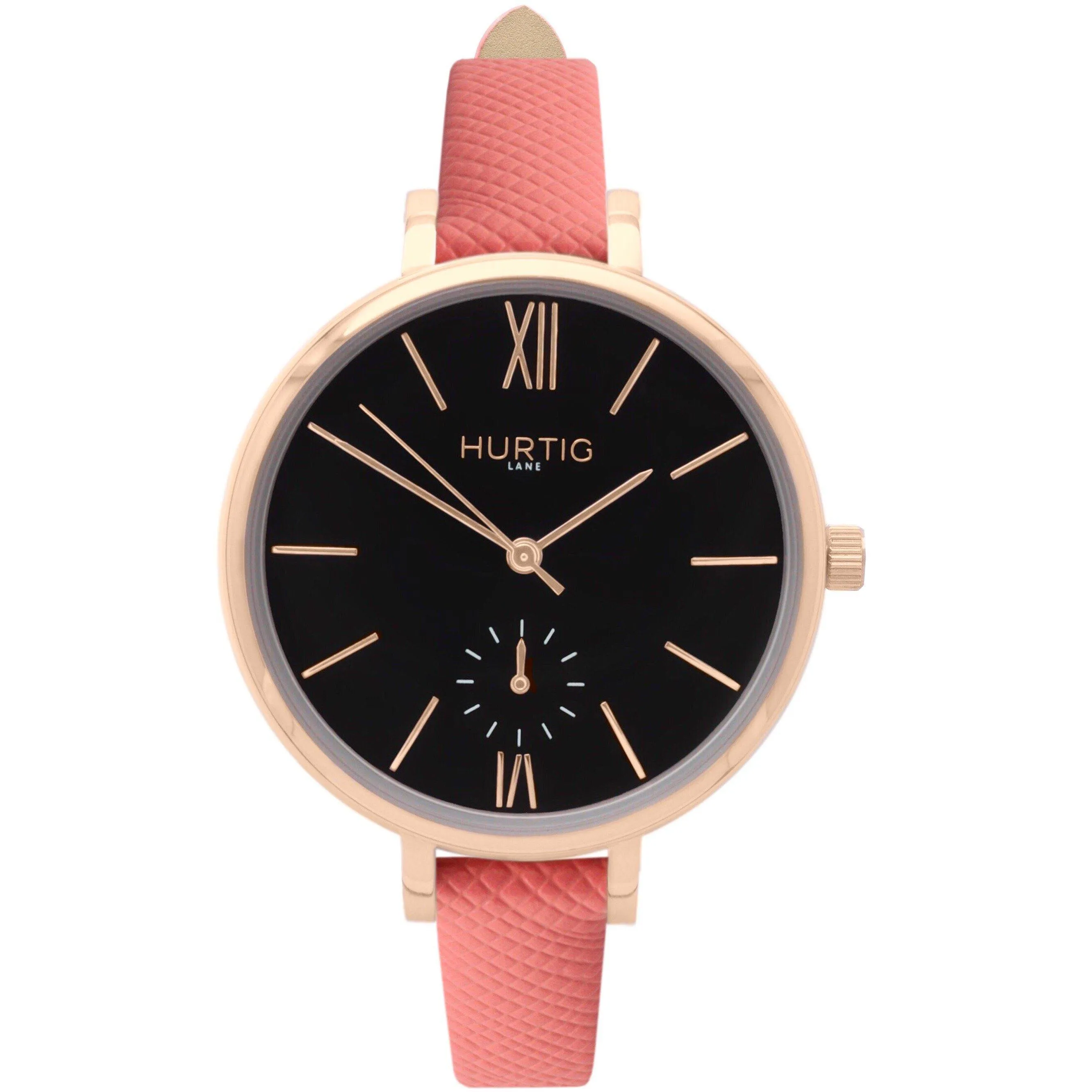 Vegan Gift Set Amalfi Petite Vegan Leather Watch Rose Gold, Black & Coral and Piña Bracelet