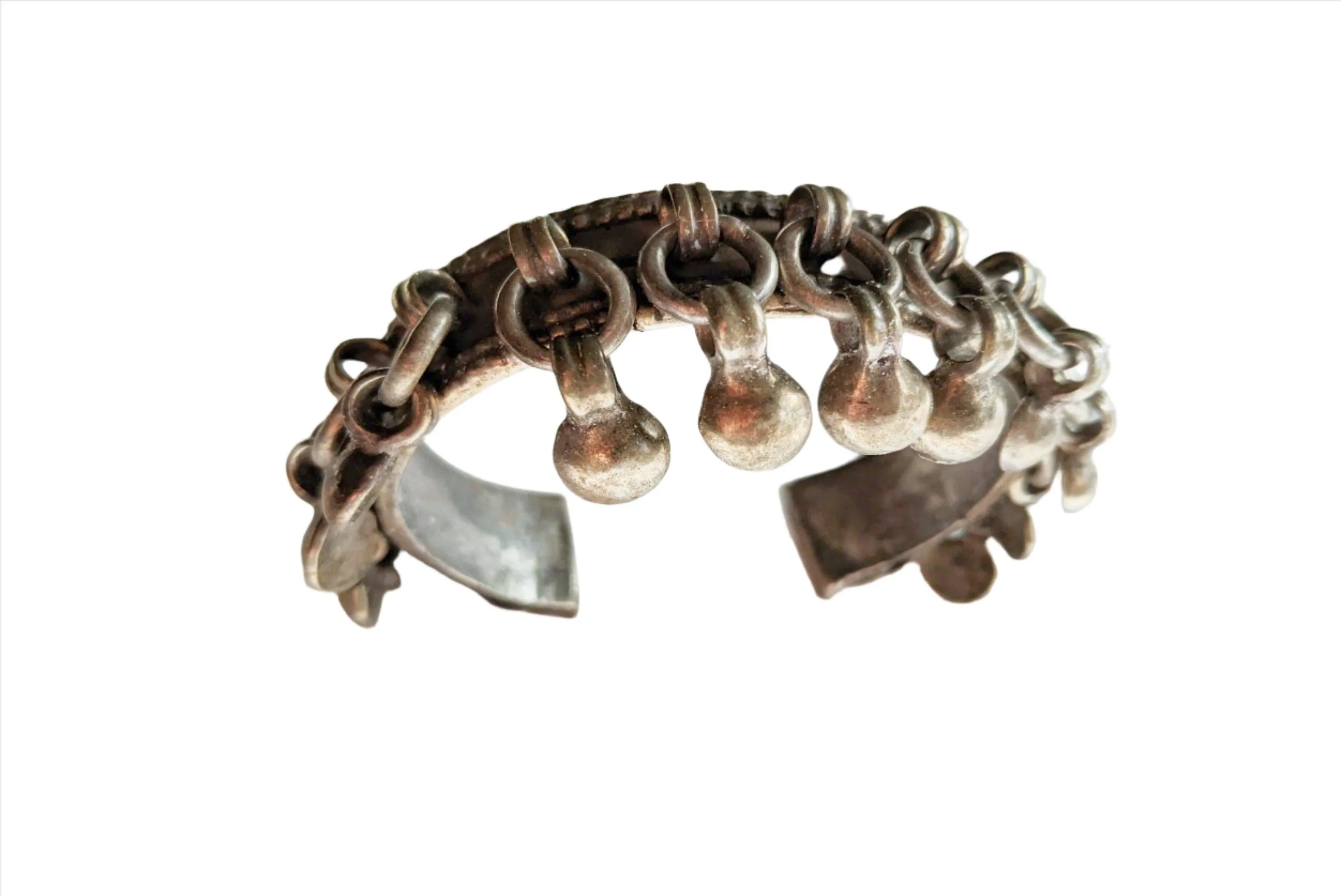 Vintage Egyptian Silver Zar Bracelet with Semi Spheres
