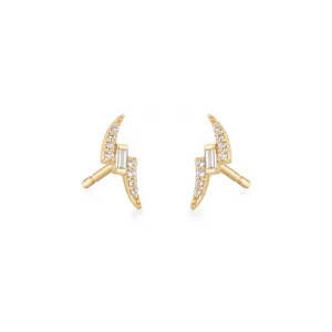 White Sapphire Curved Stud Earrings