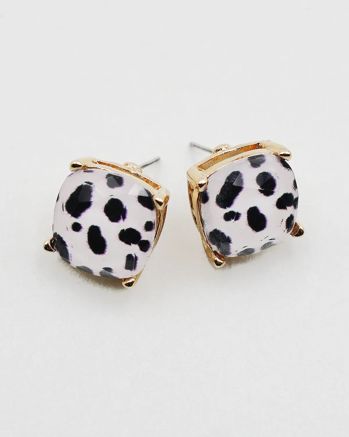 Wild Animal Print Faceted Square Stud Earrings
